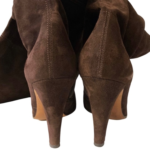 MOSCHINO Cheap & Chic Genuine Suede Over The Knee Boots Espresso Brown Designer - Picture 9 of 11